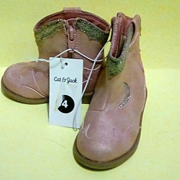 Cat & Jack pink sparkly cowboy boots size 4 - Picture 1 of 7